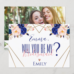 Convites Foto floral azul eu não posso amarrar o nó sem