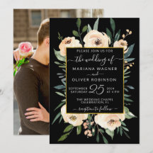 Foto Floral Bege Rosa Rosas Dourado Preto Casament