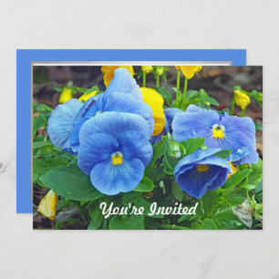 Convites Foto Floral bonito de Pansy Azul e Amarelo Anivers