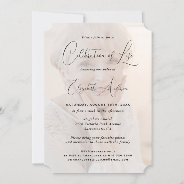 Convites Foto Floral Celebração Funeral da Vida (Frente)