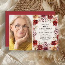 Foto Floral em Aquarela Burgundy para Aniversário 