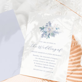 Convites Foto Floral Floral Chic Blue Aircolor Watercolor