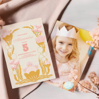 Foto Floral Rosa Dourado Aniversário Infantil