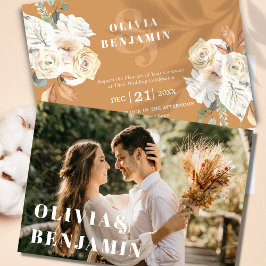 Convites Foto Floral Rustic Autumn e Casamento no inverno