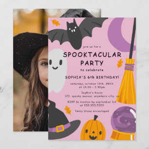 Convites Foto Fofa de Aniversário de Halloween para Criança