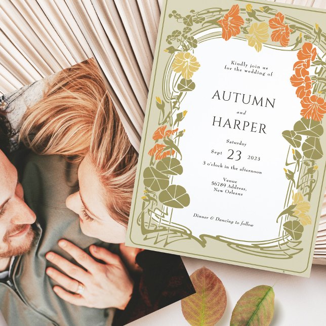 Convites Foto: Folhagem Nupcial Floral Elegante (Criador carregado)