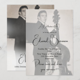 Convites Foto Funeral Celebração Da Vida Por Homens Elegant