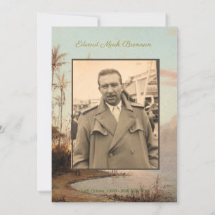 Convites Foto Funeral Elegante Ilha Tropical Palmeira