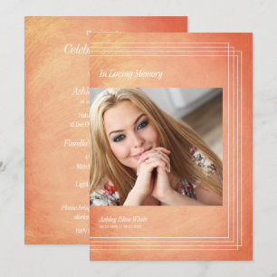 Convites Foto: Funeral Invitation Orange Faux Metálico