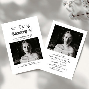 Convites Foto Funeral Retroativa Mínima Em Memória Adorável