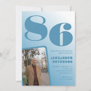 Convites Foto Gradiente Azul Aniversário de 86 anos