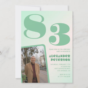 Convites Foto Gradiente Verde Aniversário de 83 anos