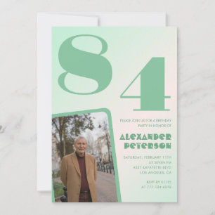 Convites Foto Gradiente Verde Aniversário de 84 anos 