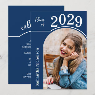 Convites Foto Graduação Arco Moderno Azul