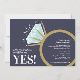 Convites Foto gráfica do anel dourado com diamante de festa