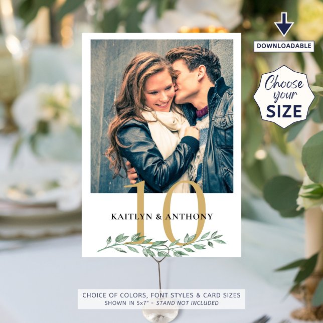 Convites Foto: Greenery Dourado Numero da Tabela de Casamen (Criador carregado)