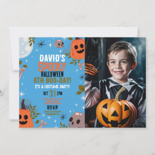 Convites Foto: Halloween Birthday Boys Blue Party