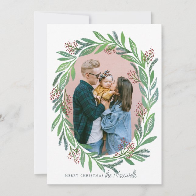 Convites Foto ilustrada de Frota de Natal Folha (Frente)