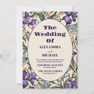 Convites Foto Íris Roxa Casamento Art Nouveau