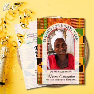 Convites Foto Kente ANIVERSÁRIO DE 90 ANOS ABENÇOADO