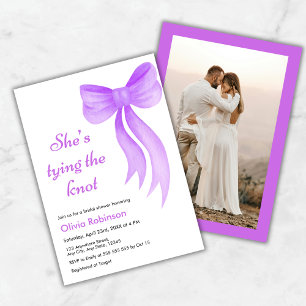 Convites Foto Laço Roxo Ela Está Se Casando Chá de Noiva