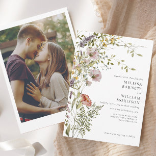 Convites Foto Legant Wildflower Watercolor Casamento