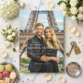 Convites Foto legante Sobreposição de branco preto moderno