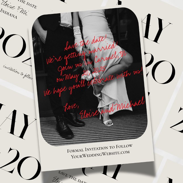 Convites Foto manuscrita romântica moderna Salva a data (Add a personal touch to your wedding announcement with this Handwritten Photo Save the Date.)