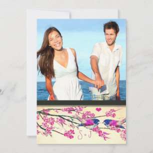 Convites Foto: Marinho Rosa Amor Pássaro Cerejeira Casament