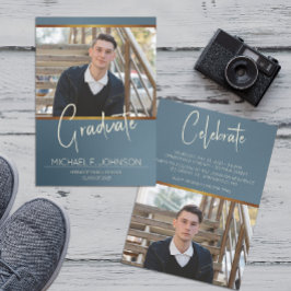 Convites Foto Masculina Moderna Azul