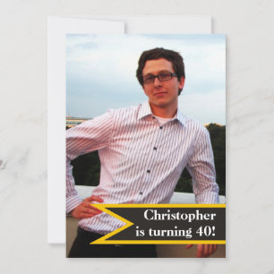 Convites Foto masculina simples aniversário de 40 anos de 