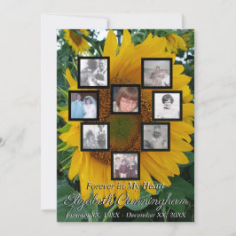 Convites Foto Memorial Collage Heart on Sunflower Photo