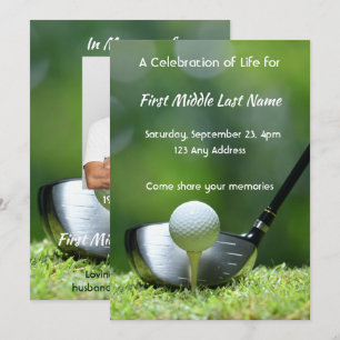 Convites Foto Memorial Golfista Campo de Golfe Golfe