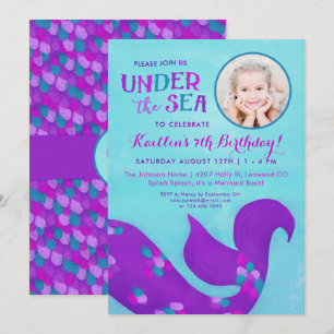 Convites Foto: Mermaid Birthday Invitations "Under the Sea"