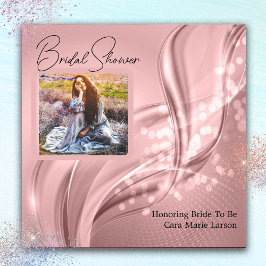 Convites Foto Metálica Cor-de-Rosa-Luxo chá de panela