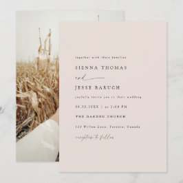 Convites Foto Mínima de Script Elegante Taupe