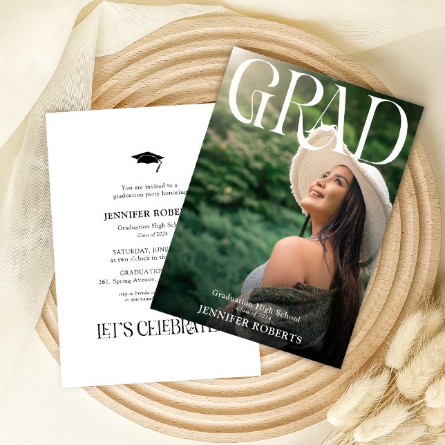 Convites Foto mínima de tipografia e graduação (Criador carregado)