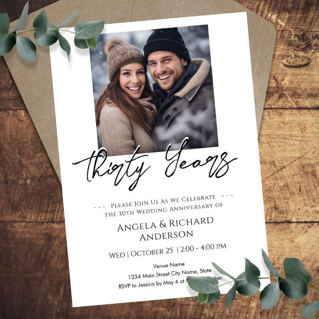 Convites Foto Mínima do Aniversário do 30 (Criador carregado)