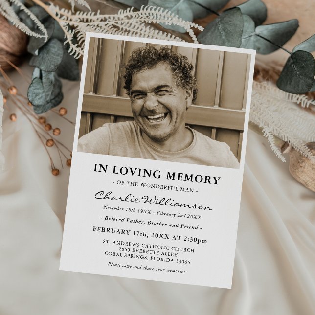 Convites Foto Mínima Em Memória Funeral Amoroso (Criador carregado)