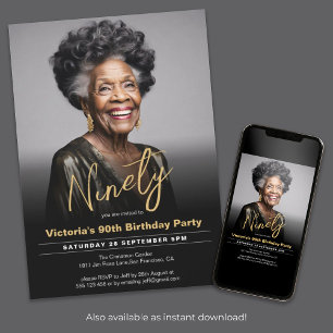 Convites Foto mínima mínima mínima Dourada de Aniversário d