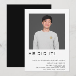 Convites Foto Mínima Que Ele Fez, Graduação Branca Preta