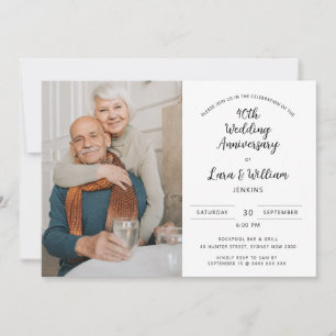 Convites Foto minimalista 40º aniversário de casamento