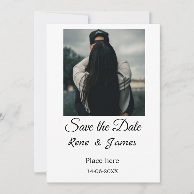 Convites Foto minimalista branco preto clássico elegante sa (Frente)