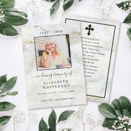 Convites Foto minimalista da oração funerária Marble Dourad