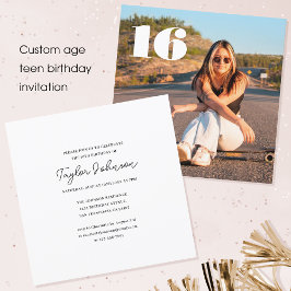 Convites Foto minimalista de aniversário adolescente