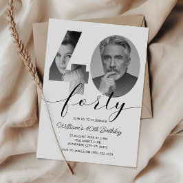 Convites Foto minimalista de aniversário de 40 anos 40