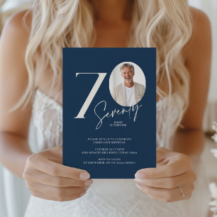 Convites Foto Minimalista de Aniversário de 70 anos Moderno