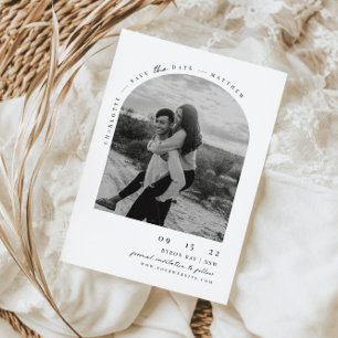 Convites Foto minimalista de arco moderno Salve a data