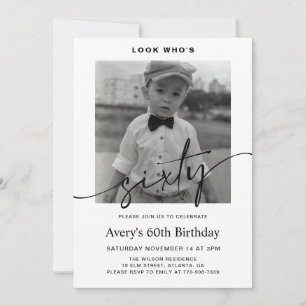 Convites Foto Minimalista Masculina Moderna para Aniversári
