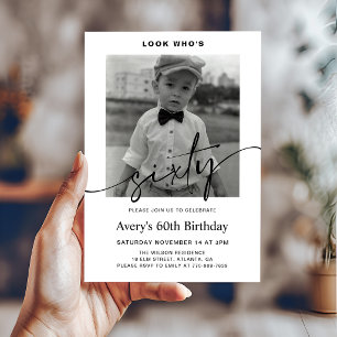 Convites Foto Minimalista Masculina Moderna para Aniversári